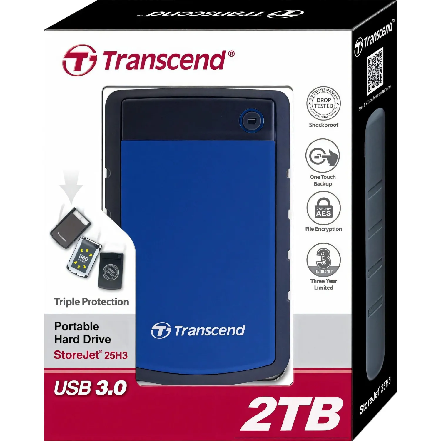 Портативный HDD накопитель Transcend StoreJet 25H3 2Tb 2.5 син TS2TSJ25H3B - фото 4