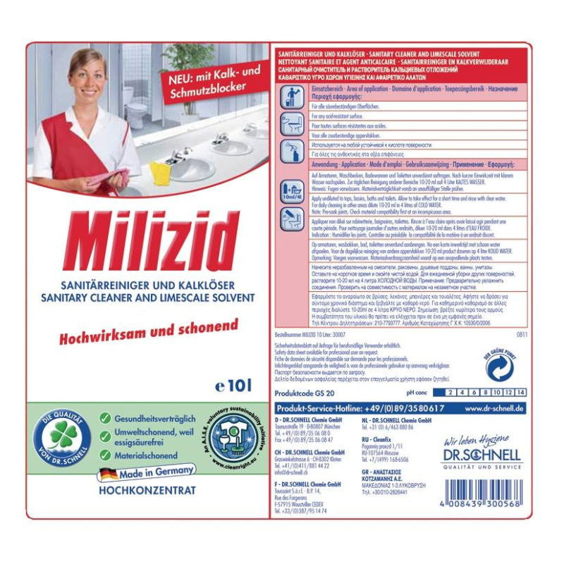 Профхим сантех кисл конц. д/уборки и сантехники Dr.Schnell/MILIZID, 10л - фото 2