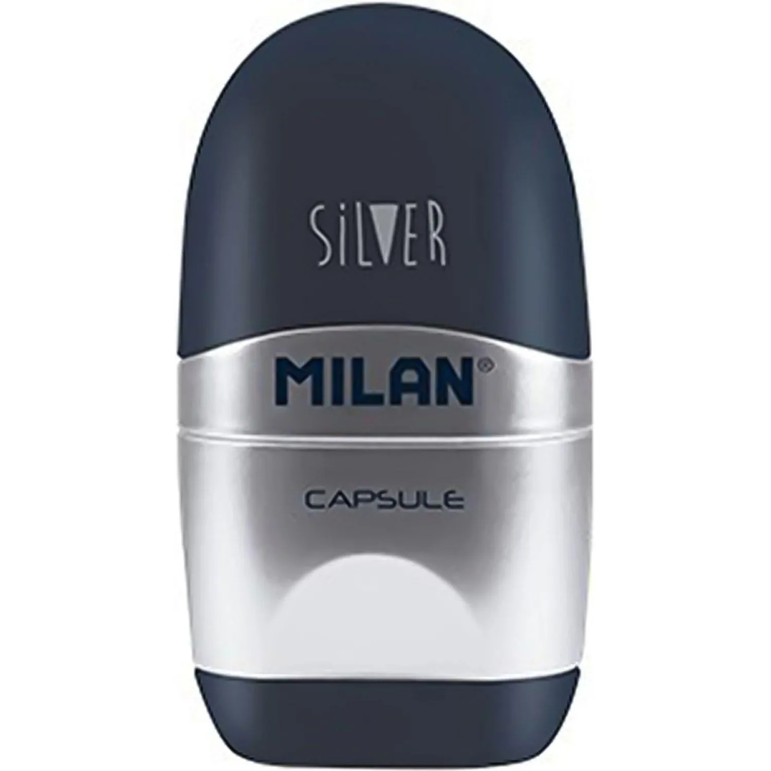Ластик-точилка Milan CAPSULE SILVER+2 зап.ластика, цв в асс, блистBYM10356 - фото 4