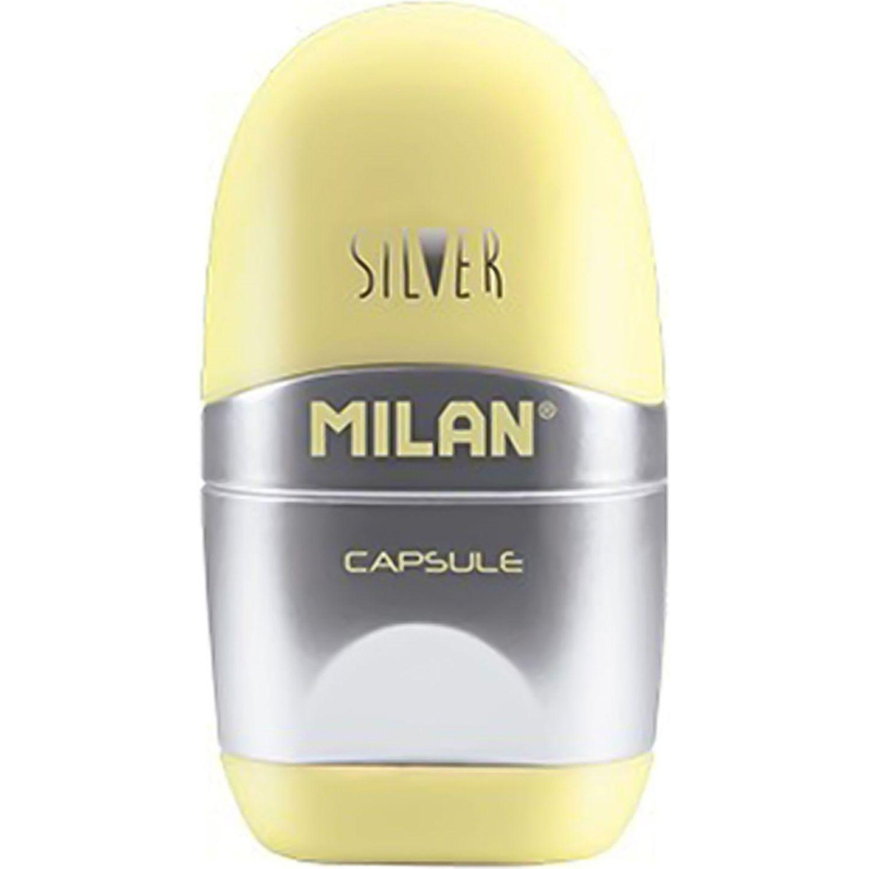 Ластик-точилка Milan CAPSULE SILVER+2 зап.ластика, цв в асс, блистBYM10356 - фото 5