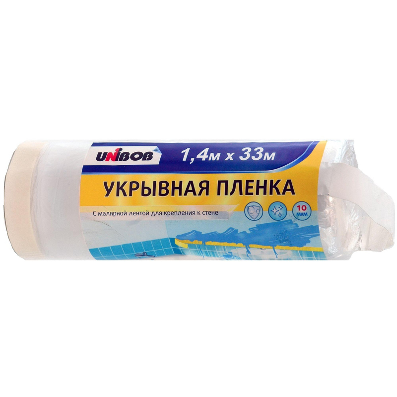 Пленка укрывная с малярной лентой UNIBOB 1,4х33 м - фото 1