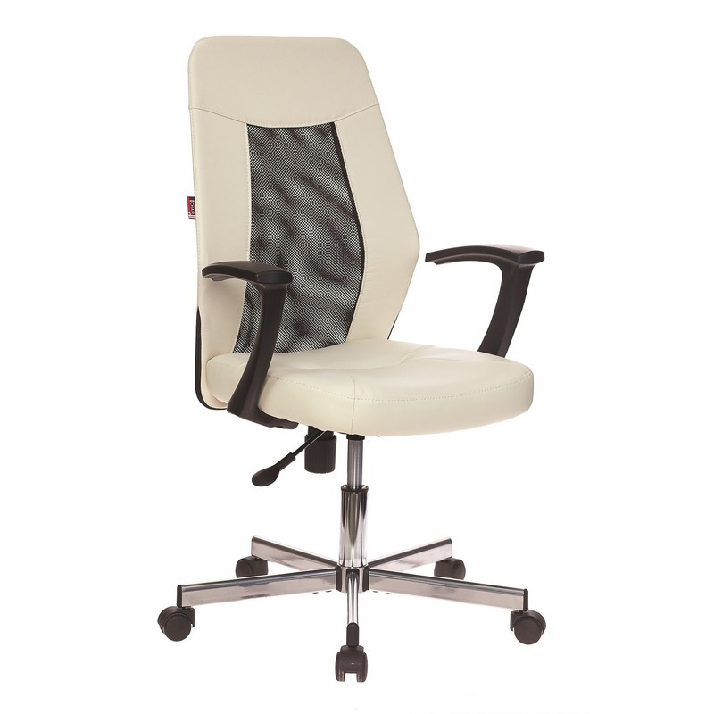 Кресло VB_EChair-225 DSL PTW к/з бежевый OR-10/сетка черная TW, хром - фото 1