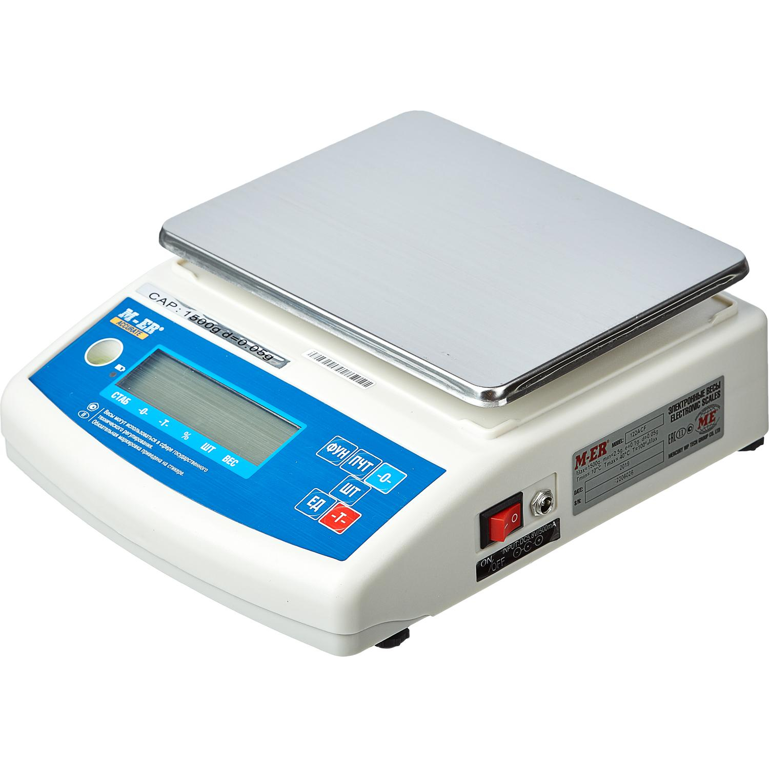 Весы лабораторные Mertech M-ER 122АCF-1500.05 электронные (от2,5до1500гр) - фото 1