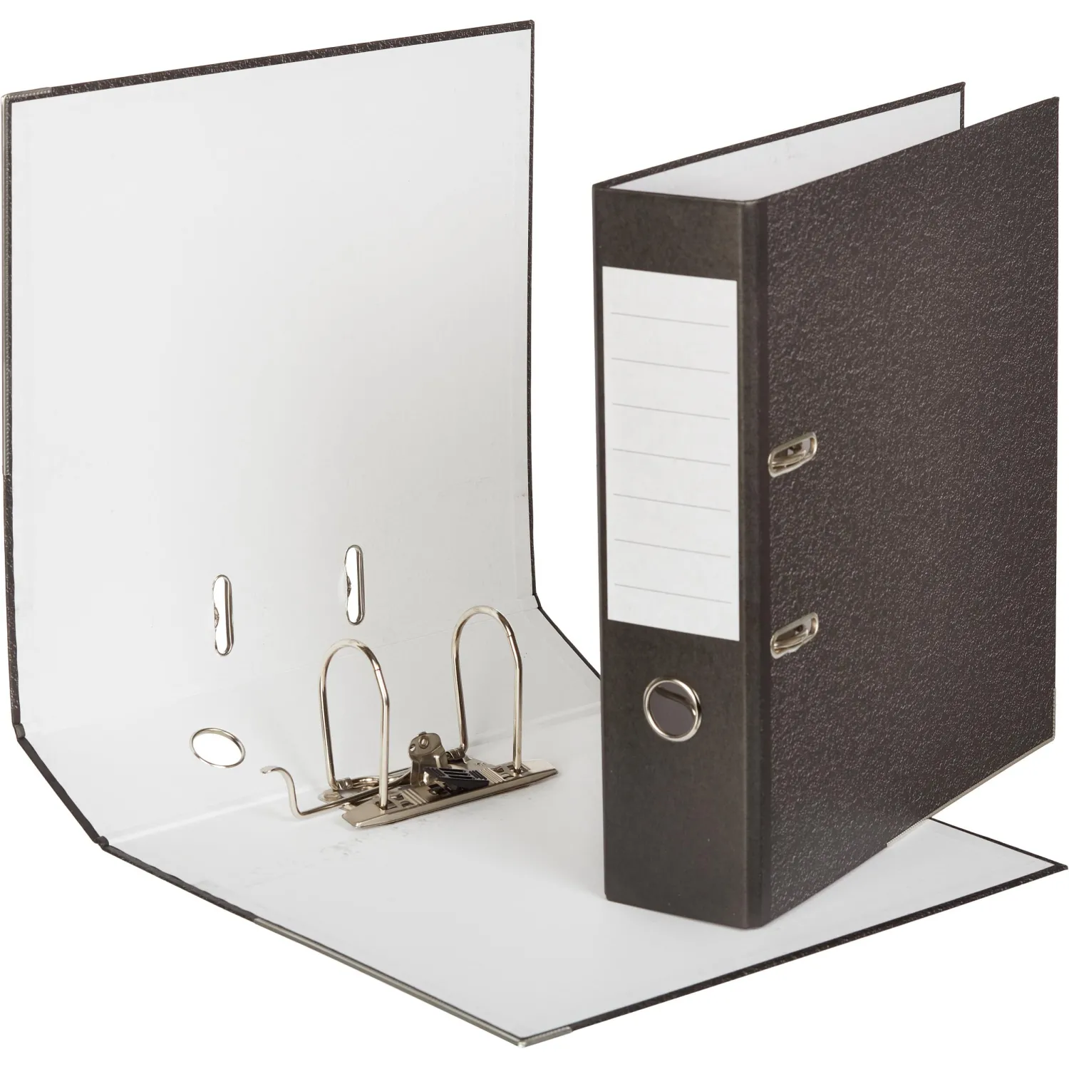 Папка-регистратор 80 мм, мрамор,бум./бум.,черный,мет.уг - фото 2