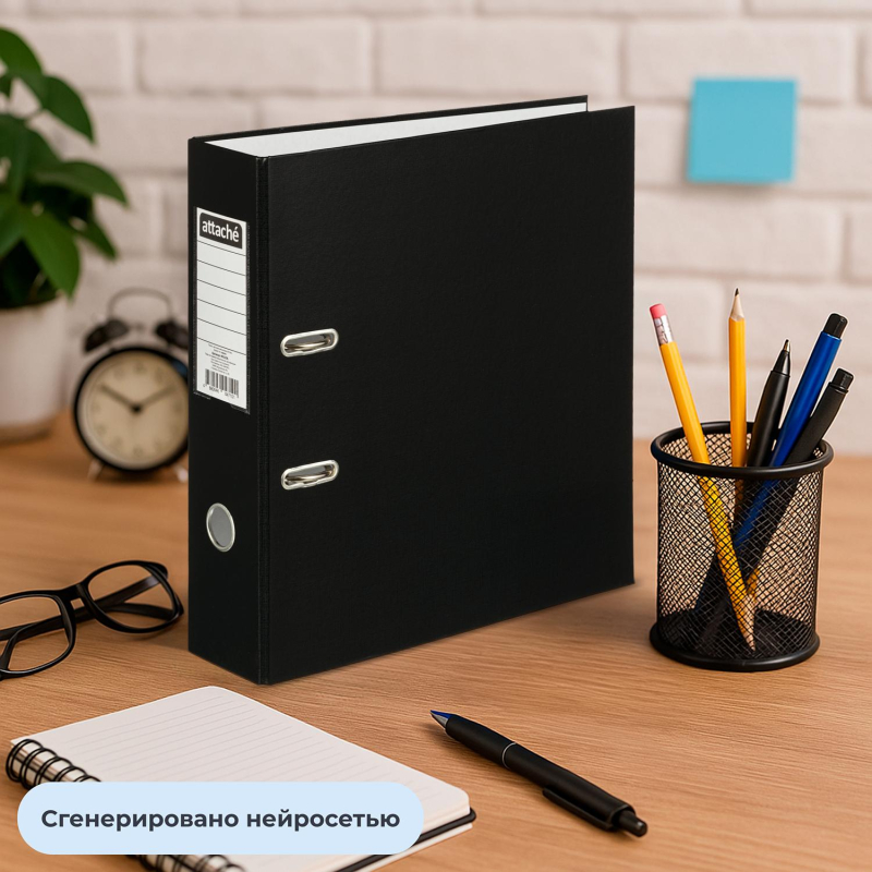 Папка-регистратор 80 мм Attache , черный Экономи,ПБП1,карм.кор - фото 12