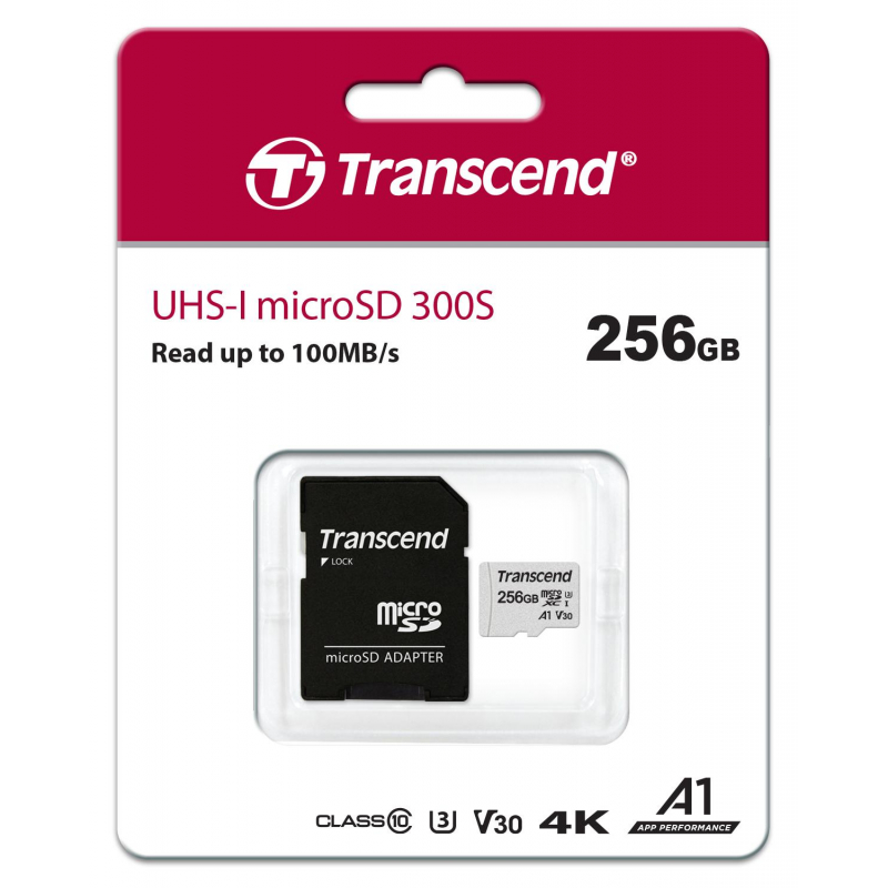 Карта памяти Transcend 300S microSDXC 256Gb UHS-I Cl10 +ад, TS256GUSD300S-A - фото 4