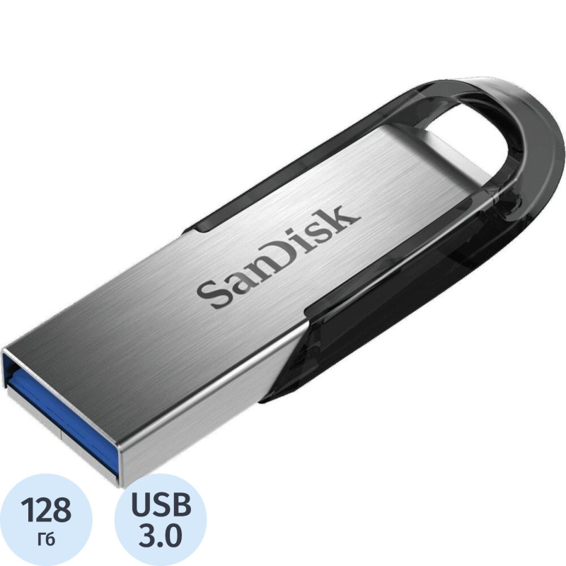 Флеш-память SanDisk Ultra Flair, 128Gb, USB 3.0, с/чер, SDCZ73-128G-G46 - фото 1