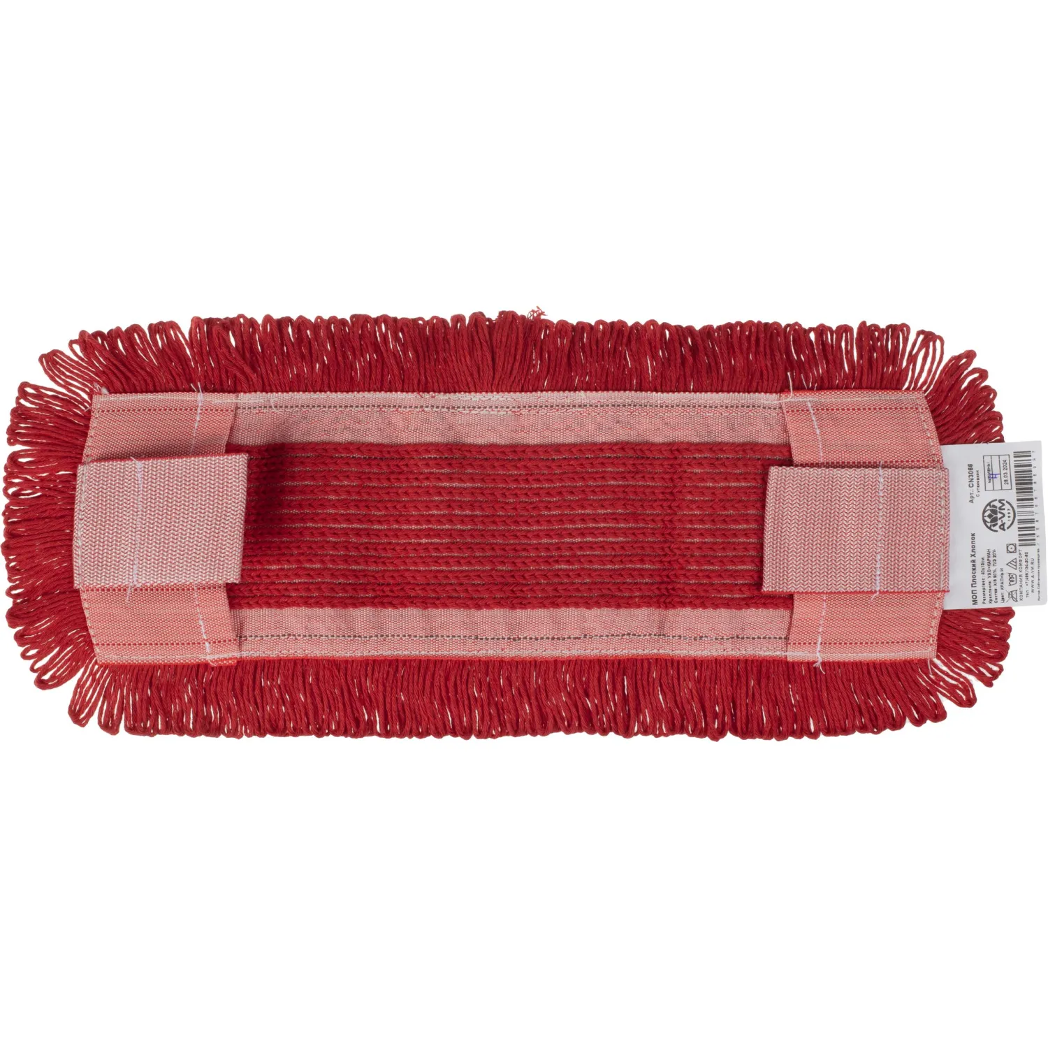 Насадка МОП плоский 40х13см ухо+карман хлопок красный CN3066 - фото 2