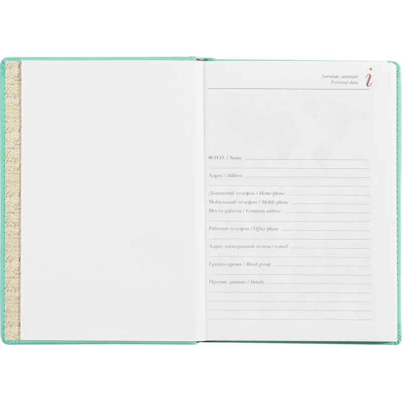 Ежедневник недатированный А5+, 136л, VELVET ментоловый  3-115/33 - фото 9