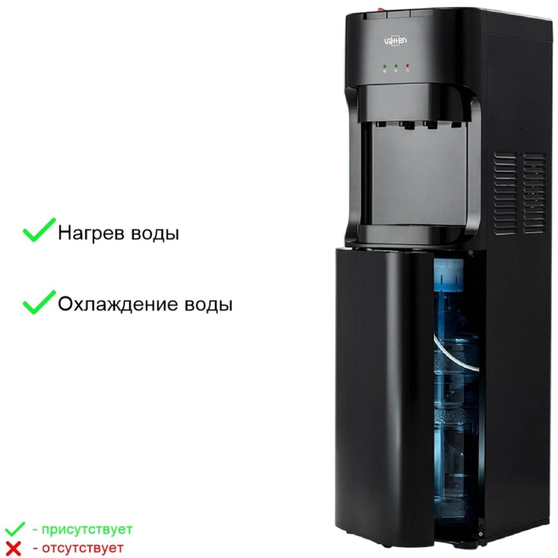 Кулер для воды VATTEN L45NE напольный, электронный, нижняя загрузка, черный - фото 3