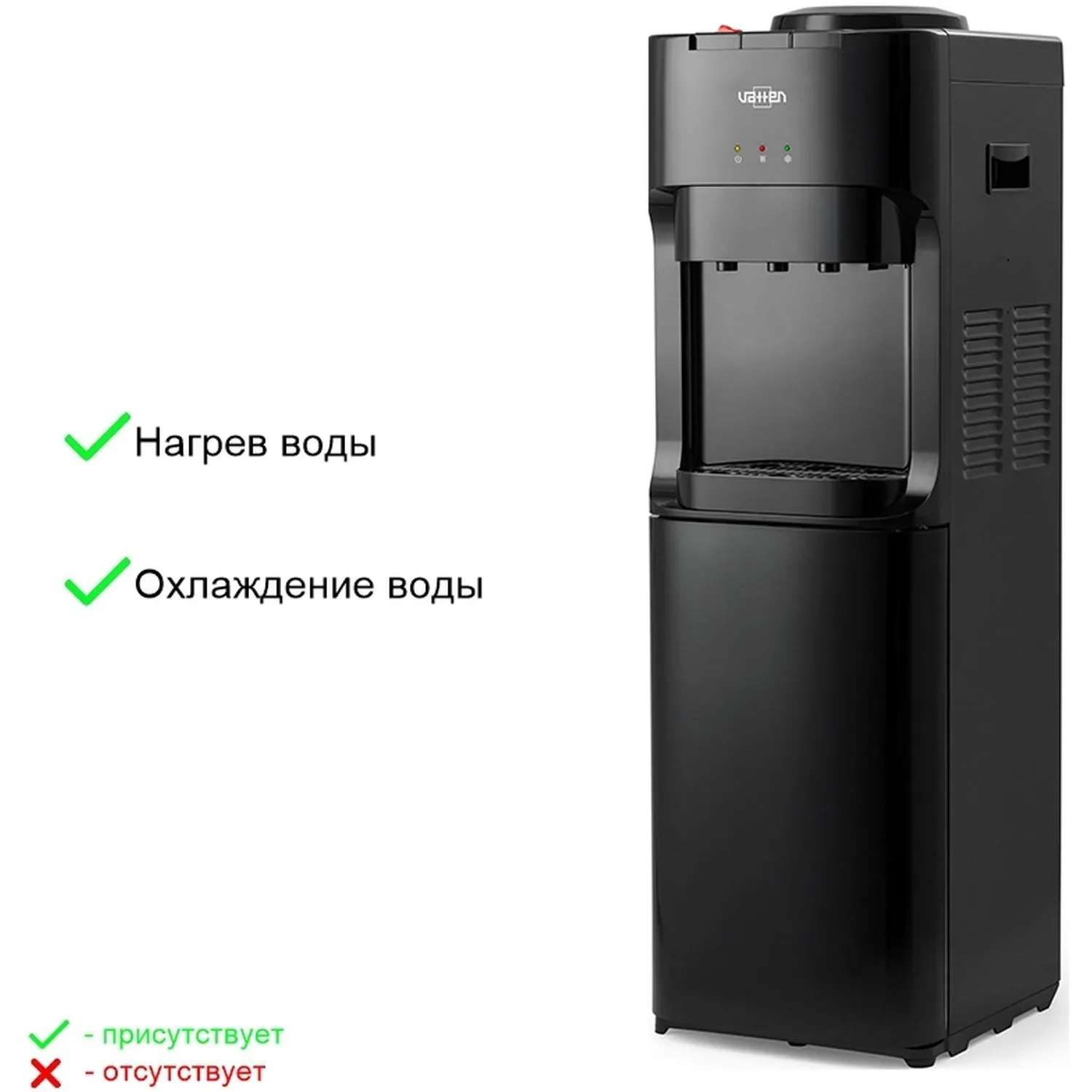 Кулер для воды VATTEN V45NE напольный, электронный, черный - фото 4
