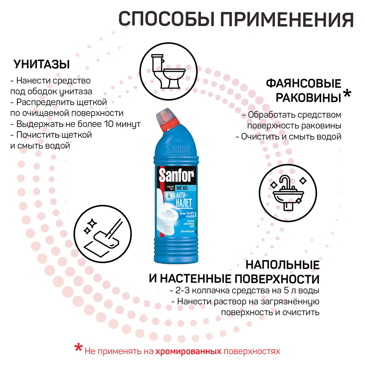 Средство для уборки туалета 750 г, SANFOR WC gel (Санфор гель) "Морской бриз", 1549 - фото 2