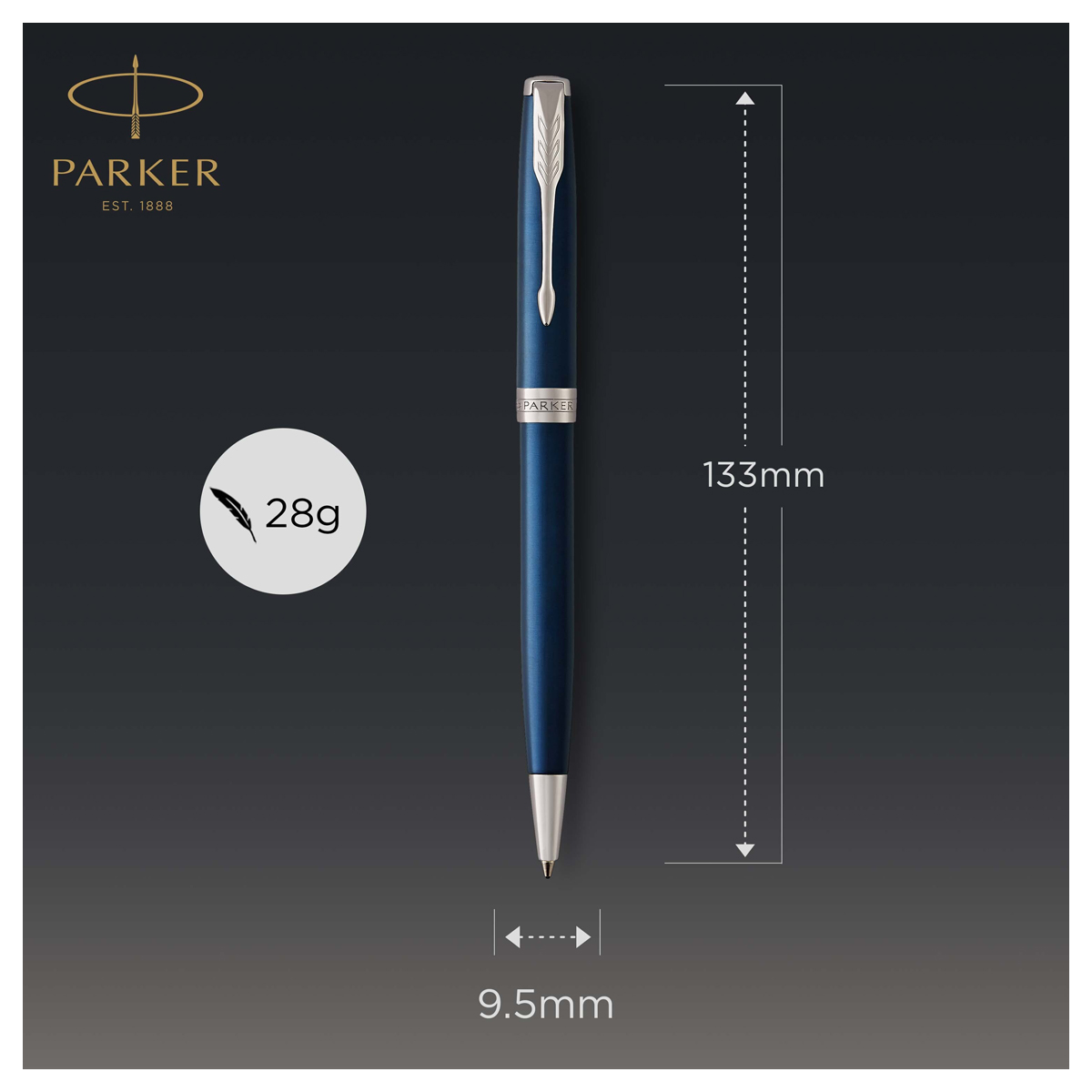 Ручка шариковая Parker "Sonnet Subtle Blue CT" черная, 1,0мм, поворот., подарочная упаковка - фото 3
