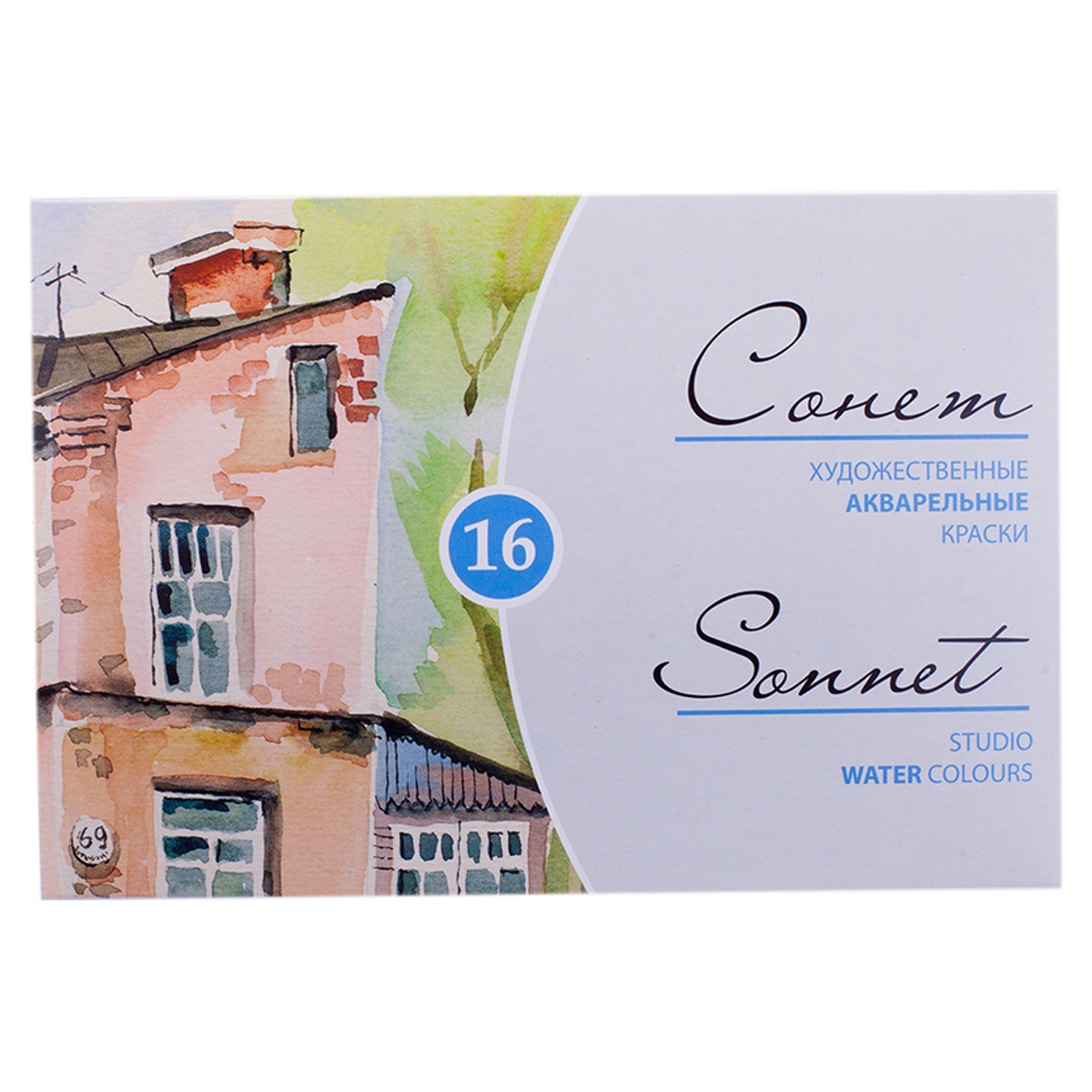 Акварель ЗХК "Сонет", художественная, 16цв., кювет, картон - фото 1