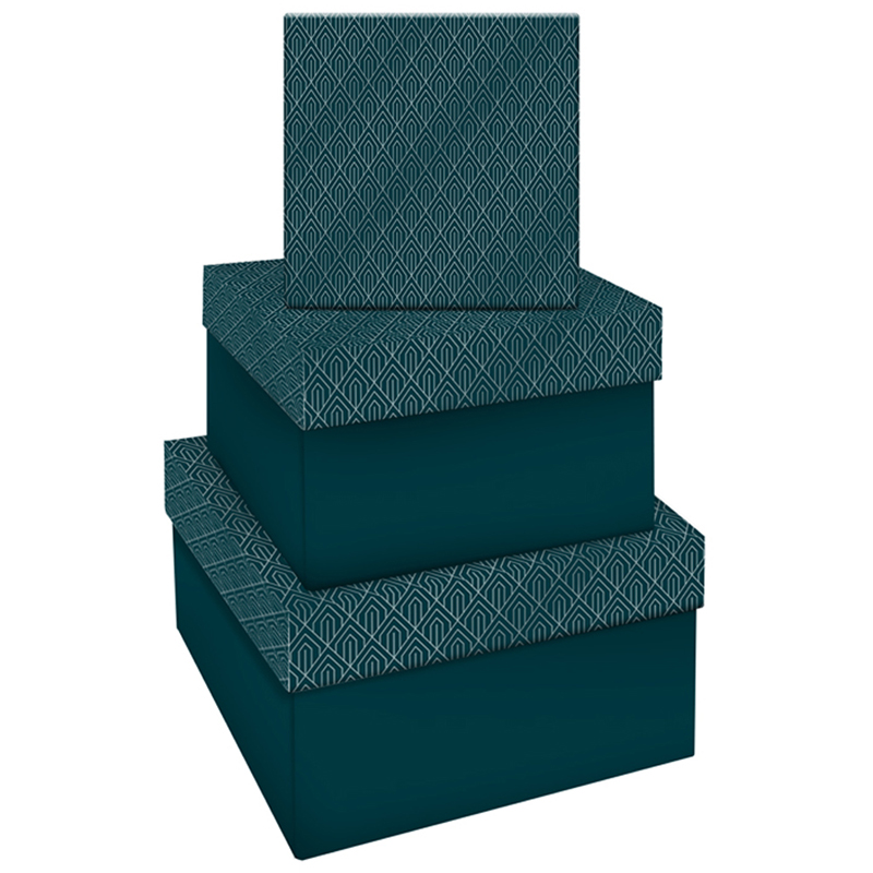 Набор квадратных коробок 3в1, MESHU "Emerald style. Top", (19,5*19,5*11-15,5*15,5*9см) - фото 1