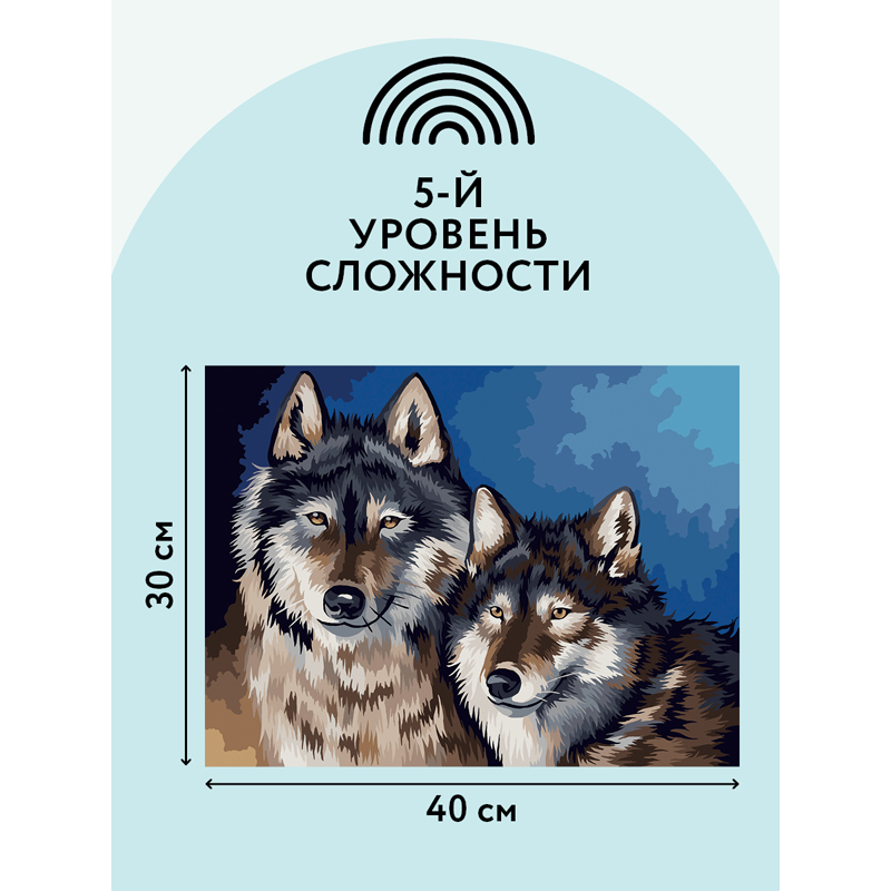 Картина по номерам на холсте ТРИ СОВЫ "Волки", 30*40, с акриловыми красками и кистями - фото 3