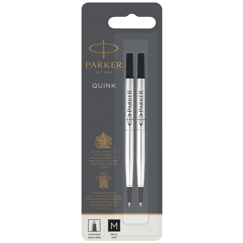 Стержень для роллера Parker "Refill Roller Ball" черный, 1,0мм, 2шт., блистер - фото 1