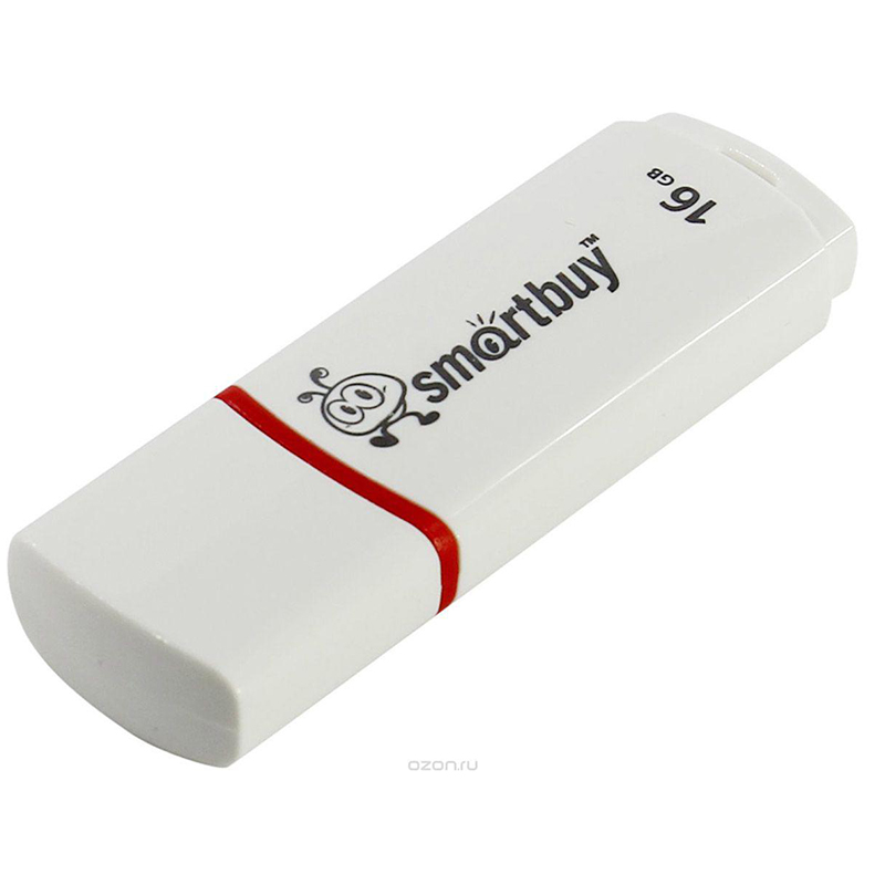 Флеш-память Smartbuy Crown, 16Gb, USB 2.0, бел, SB16GBCRW-W - фото 1