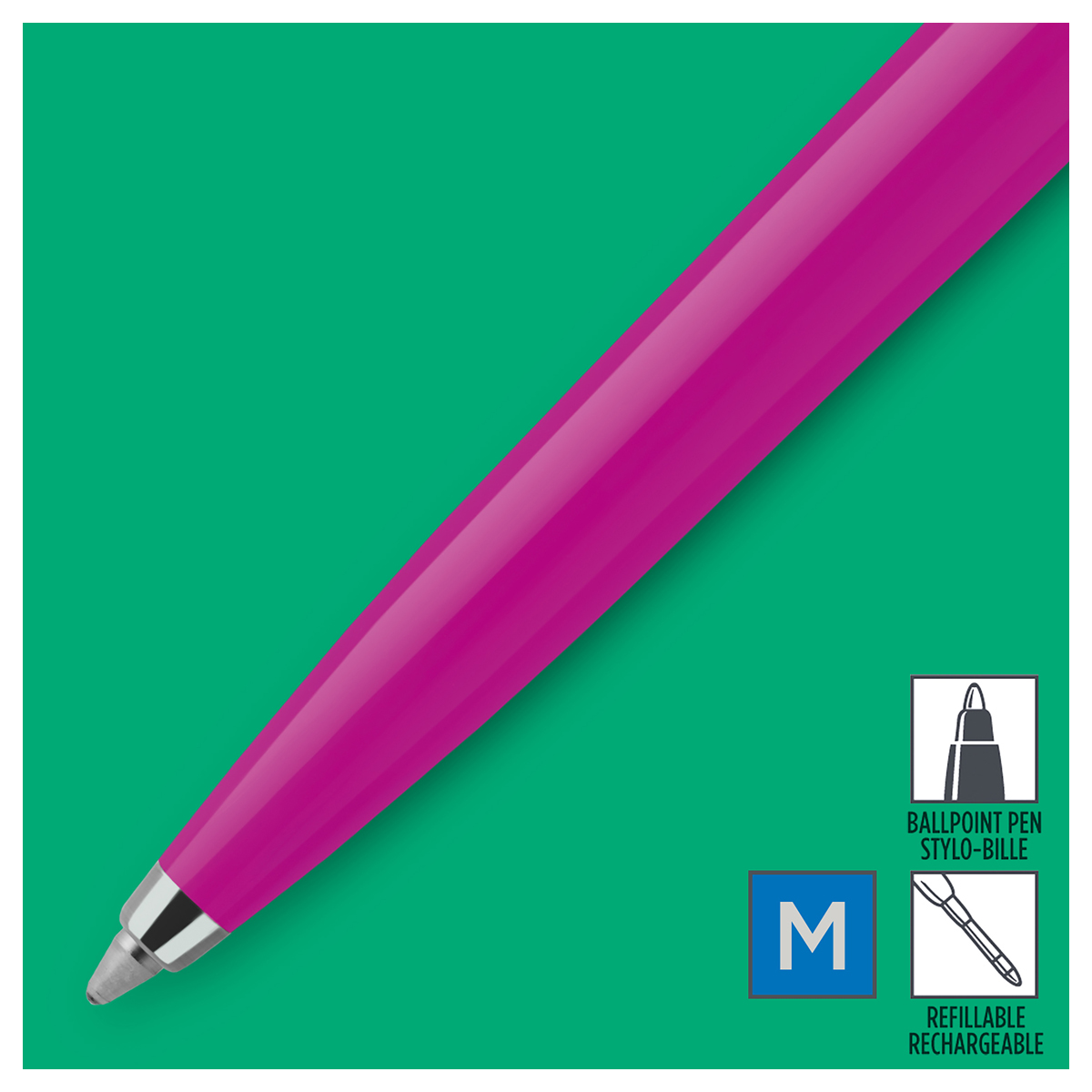 Ручка шариковая Parker "Jotter Magenta CT" синяя, 1,0мм, кнопочн., пластик. корпус, блистер - фото 3