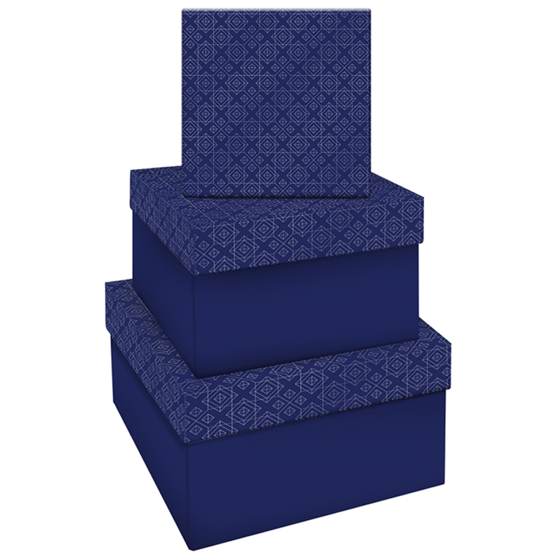 Набор квадратных коробок 3в1, MESHU "Blue style. Top", (19,5*19,5*11-15,5*15,5*9см) - фото 1