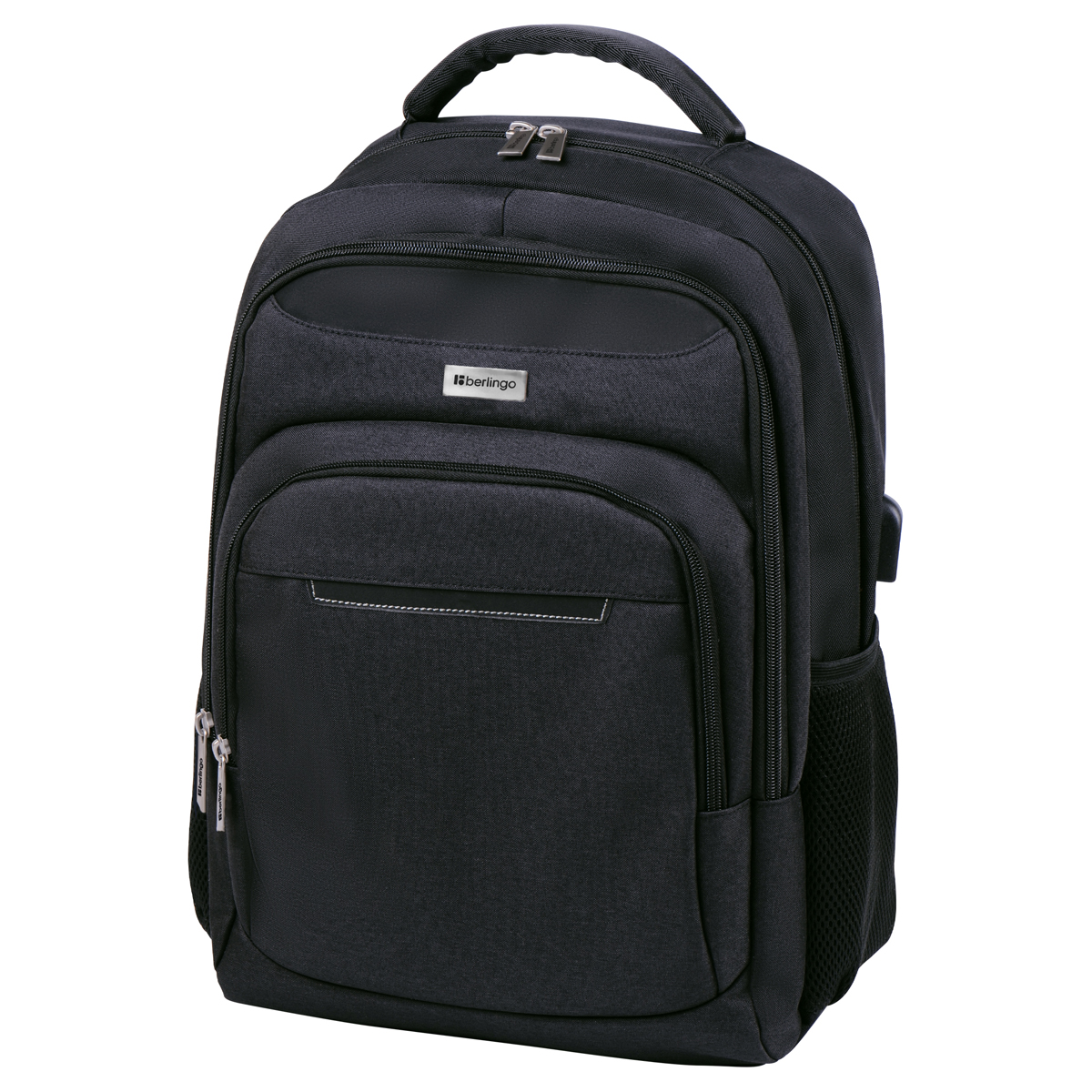 Рюкзак Berlingo City "Strict black" 42*29*17см, 2 отделения, 3 кармана, отделение для ноутбука, эргономическая спинка - фото 1