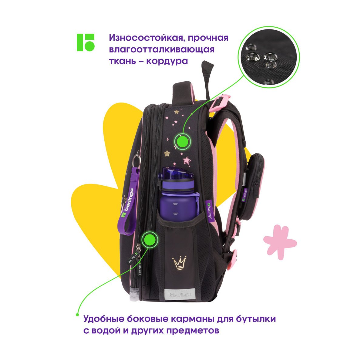 Ранец Berlingo Expert "Little fairy" 37*28*16см, 2 отделения, 2 кармана, анатомическая спинка - фото 4