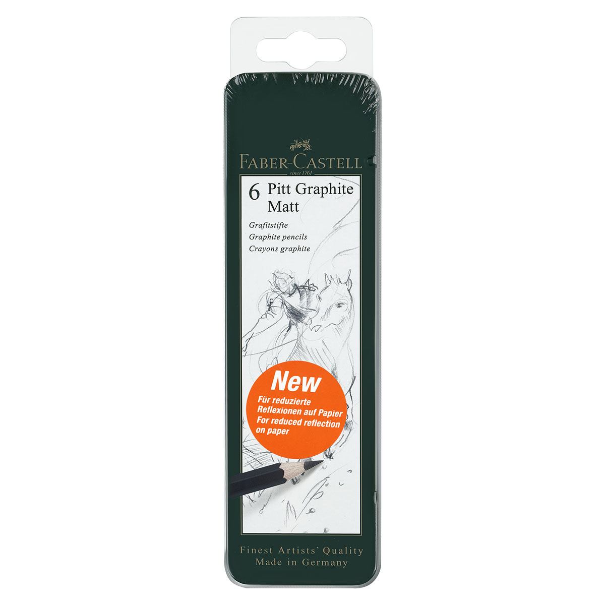 Набор карандашей ч/г матовых Faber-Castell "Pitt Graphite Matt" 2B, 4B, 6B, 8B, 10B, 12B, заточ., метал.кор - фото 7