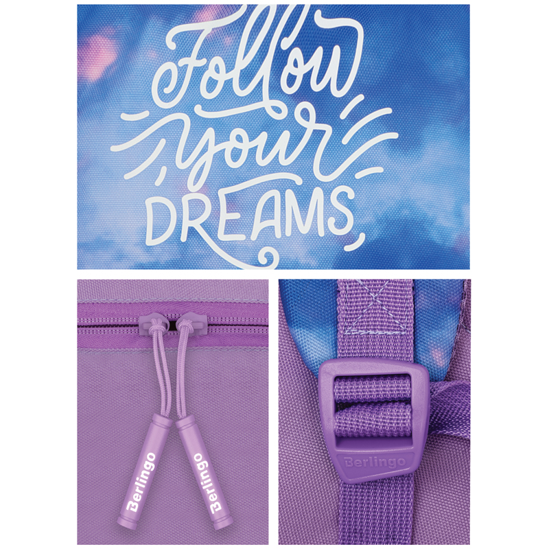 Рюкзак Berlingo Light "Sky lilac" 39,5*28*16см, 2 отделения, 3 кармана, уплотненная спинка - фото 10