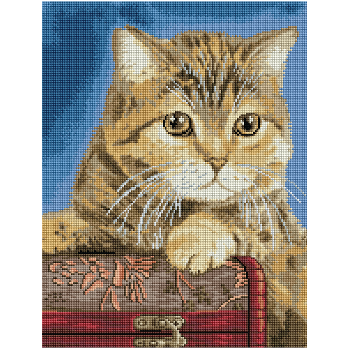 Алмазная мозаика ТРИ СОВЫ "Кошка", 40*50см, холст на деревянном подрамнике, картонная коробка с пластиковой ручкой - фото 1