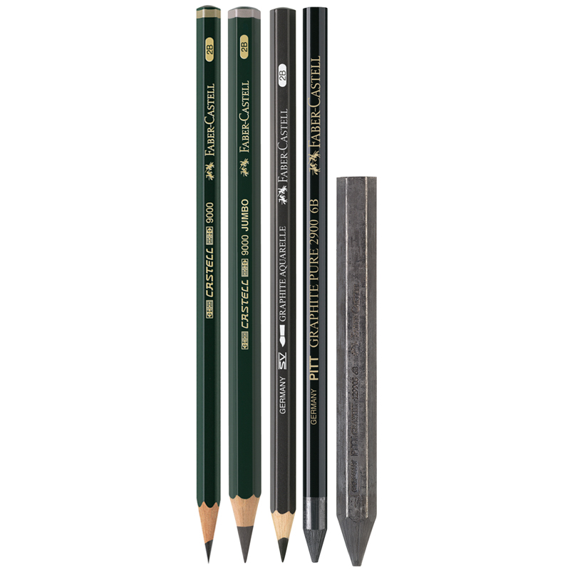 Набор карандашей ч/г Faber-Castell "Pitt Graphite", 5шт.+ластик+точилка, 2B/6B, заточен., блистер - фото 2