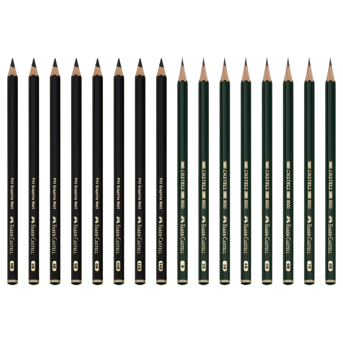 Набор карандашей ч/г Faber-Castell "Pitt Graphite Matt" и "Castell 9000", 20 предметов, заточен., метал. кор. - фото 3