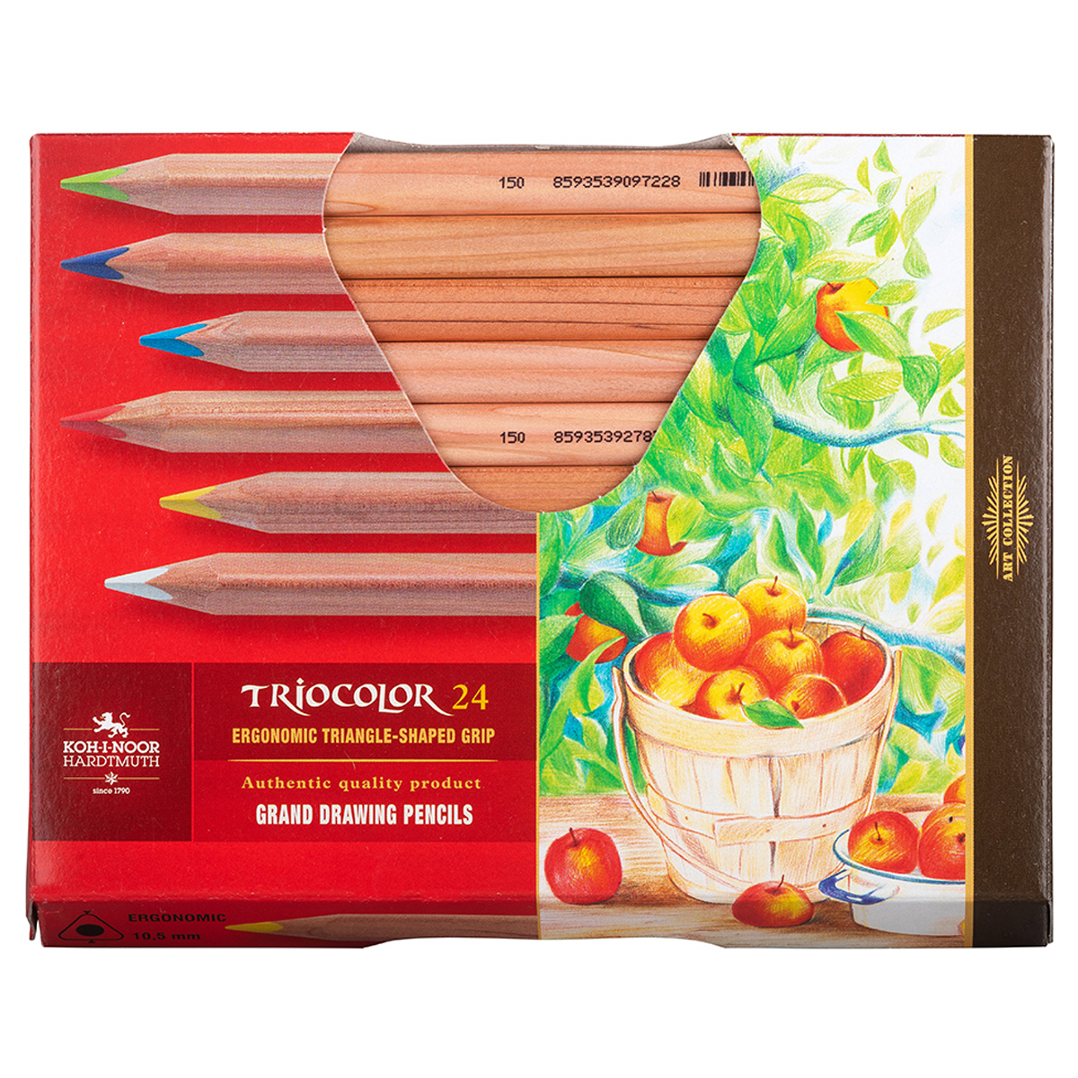 Карандаши цветные неокрашенный корпус Koh-I-Noor "Jumbo TRIOCOLOR 3154", 24цв, картон.упак. в термоусадке - фото 1