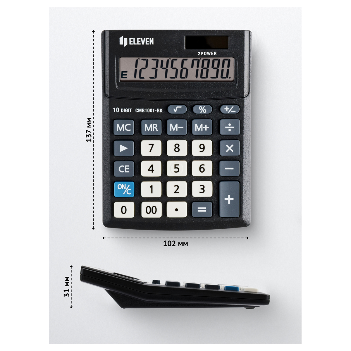 Калькулятор настольный Eleven Business Line CMB1001-BK, 10 разрядов, двойное питание, 102*137*31мм, черный - фото 4