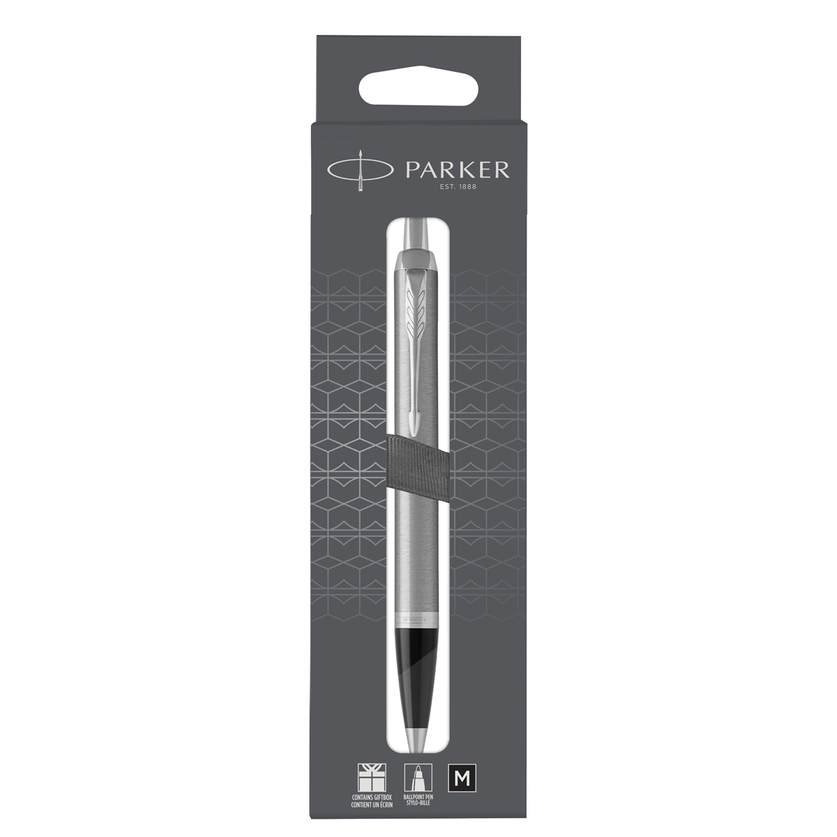 Ручка шариковая Parker "IM Stainless Steel CT" черная, 1,0мм, кнопочн., подарочная упаковка с европодвесом - фото 1