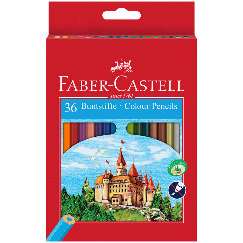 Карандаши цветные Faber-Castell "Замок", 36цв., шестигр., заточ., картон, европодвес - фото 1