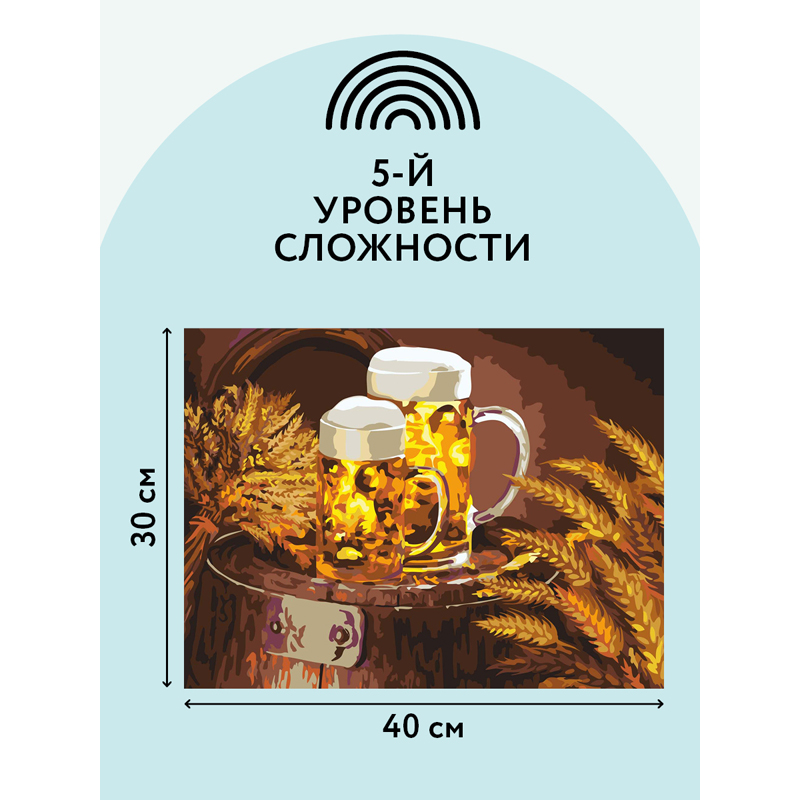 Картина по номерам на картоне ТРИ СОВЫ "Пшеничный янтарь", 30*40, с акриловыми красками и кистями - фото 3