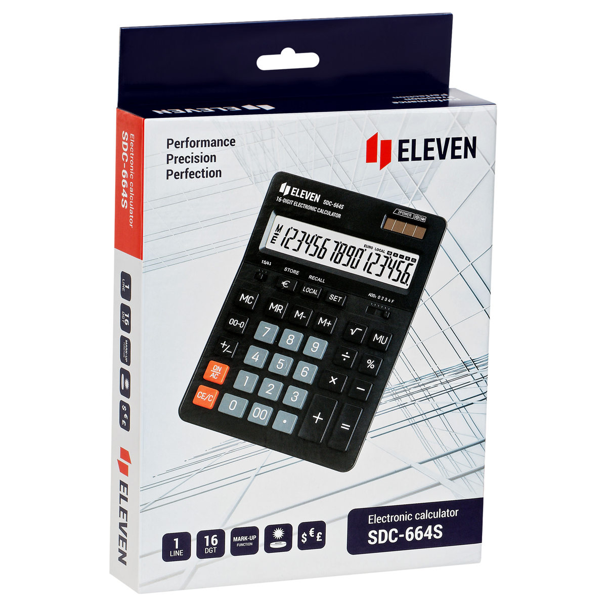 Калькулятор настольный Eleven SDC-664S, 16 разрядов, двойное питание, 155*205*36мм, черный - фото 6