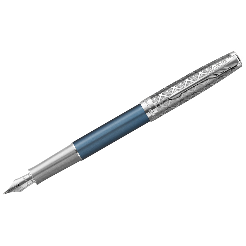 Ручка перьевая Parker "Sonnet Metal & Blue Lacquer CT" черная, 0,8мм, подарочная упаковка - фото 1