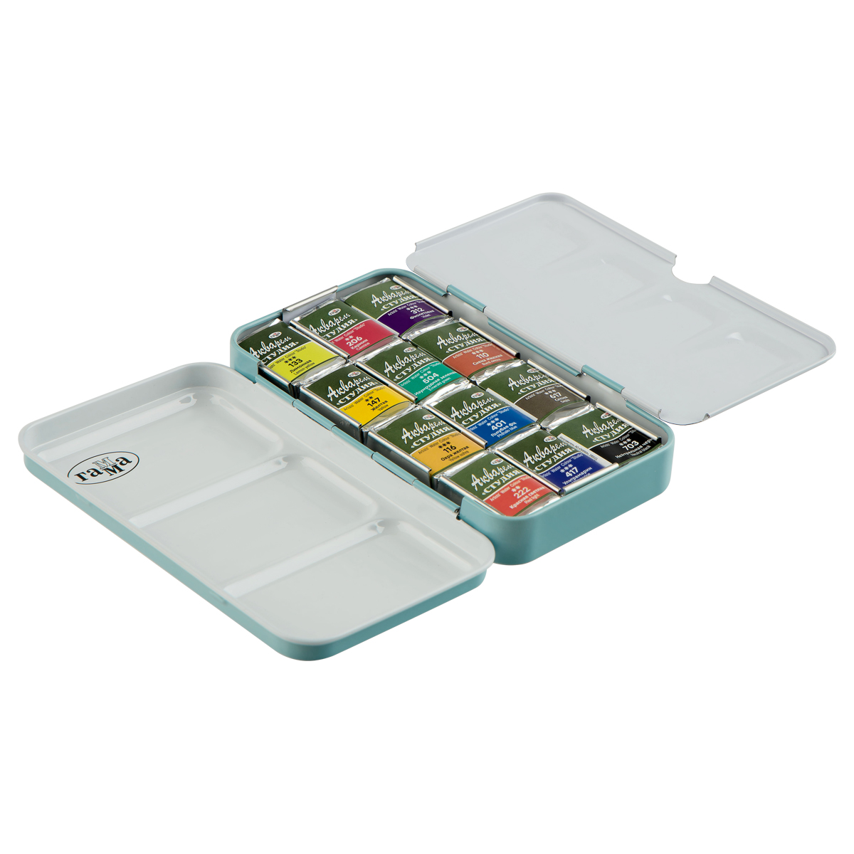 Акварель художественная Гамма "Студия", 12 цв., 2,6 мл , кювета, метал. Коробка - фото 3