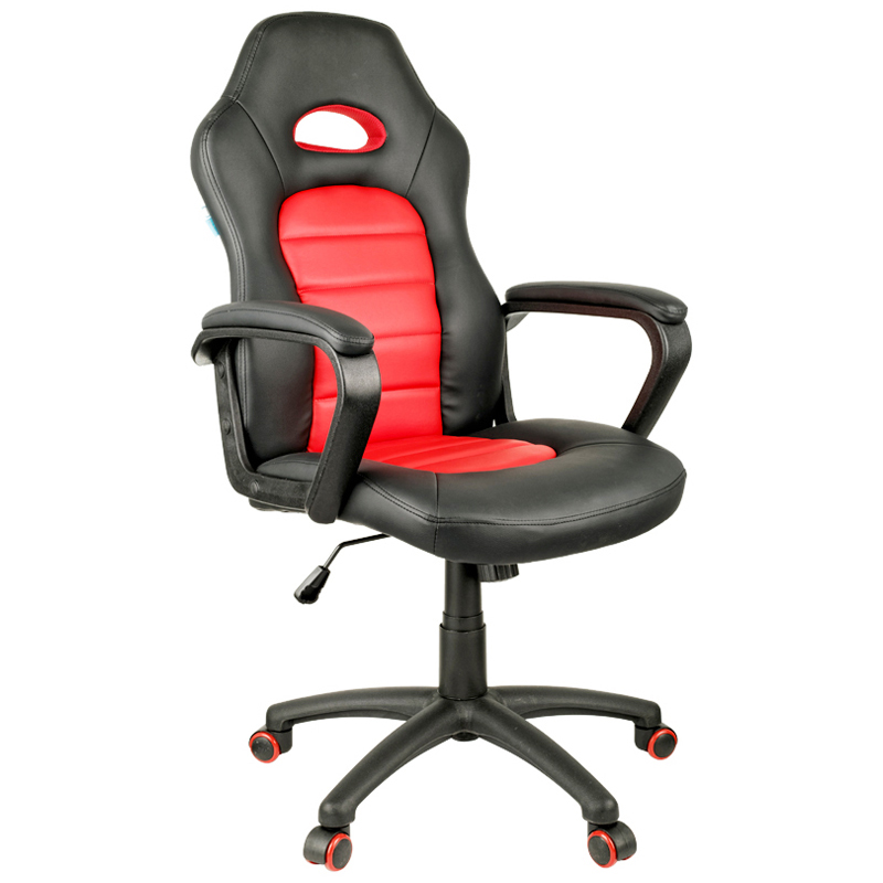 Кресло игровое Helmi HL-S06 "Highway", экокожа/ткань черная/красная - фото 1