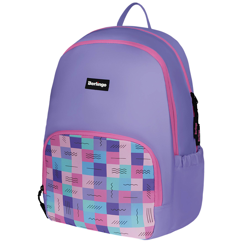 Рюкзак Berlingo Light "Squares" 39,5*28*16см, 2 отделения, 3 кармана, уплотненная спинка - фото 1