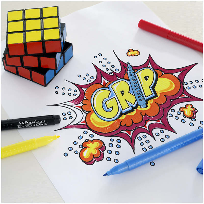Фломастеры Faber-Castell "Grip", 20цв., трехгранные, смываемые, пластик. уп., европодвес - фото 5