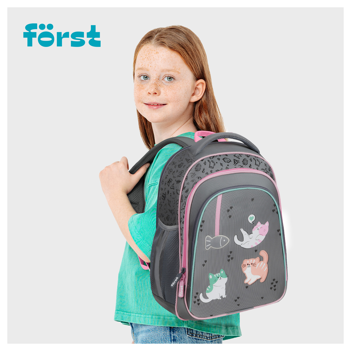 Ранец F?rst F-Base "Kittens" 36*29*17см, 3 отделения, 2 кармана, анатомическая спинка - фото 9