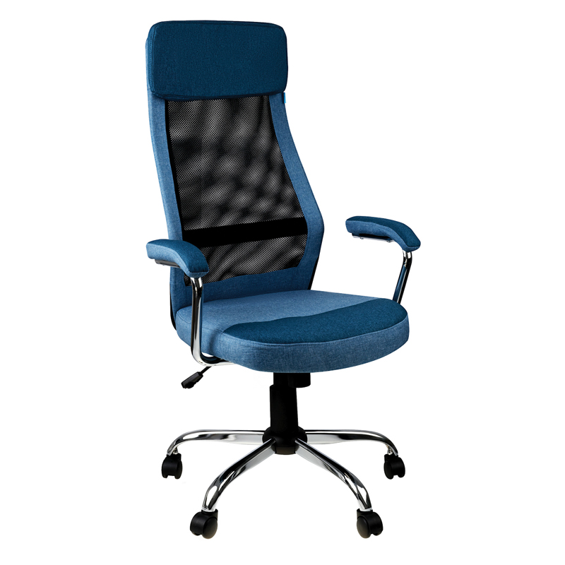 Кресло руководителя Helmi HL-E41 "Stylish", ткань/сетка, синяя/голубая - фото 1