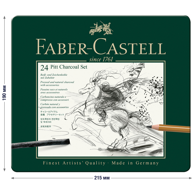 Набор угля и угольных карандашей Faber-Castell "Pitt Charcoal" 24 предмета, метал. кор. - фото 4