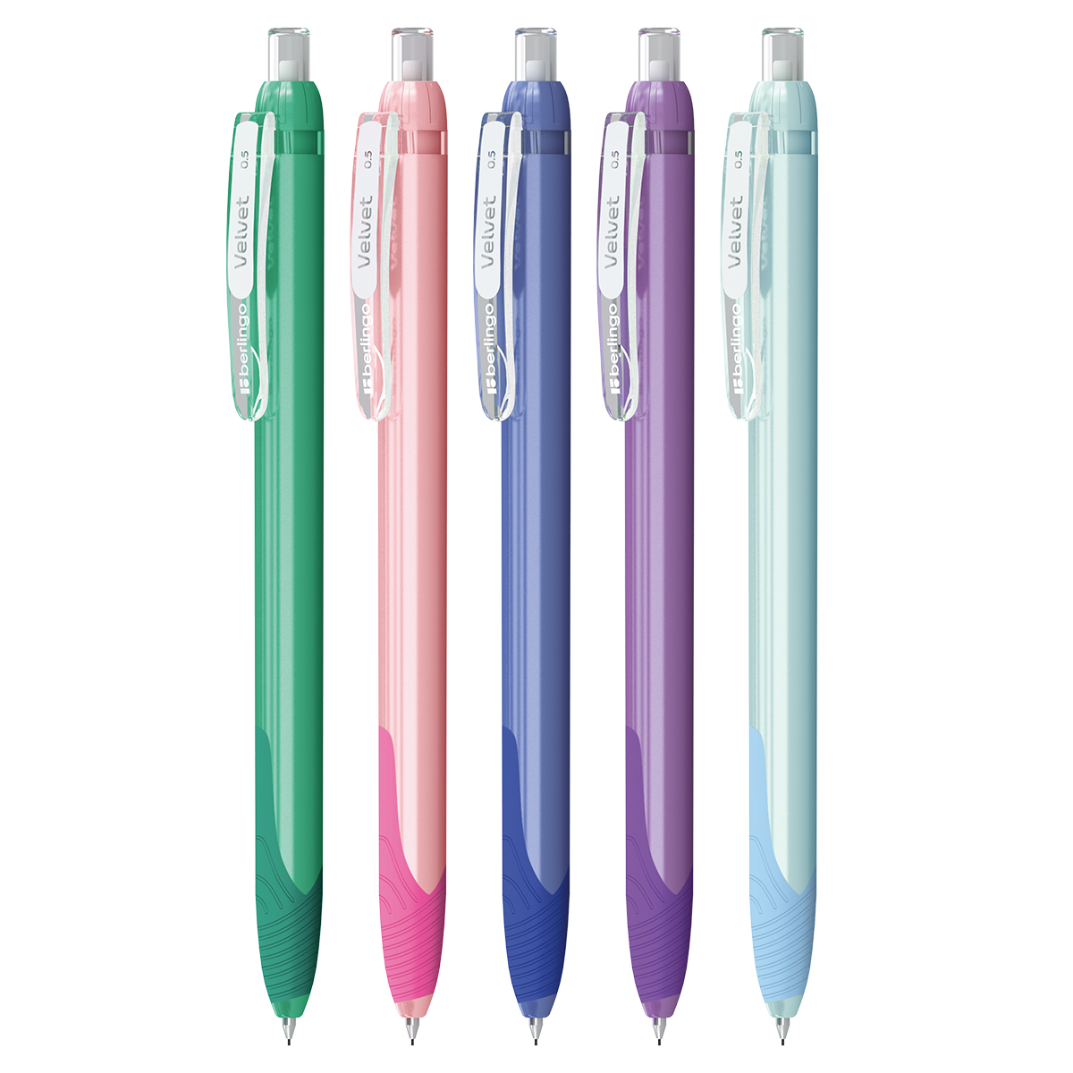 Карандаш механический Berlingo "Velvet" 0,5мм, с ластиком, ассорти - фото 1