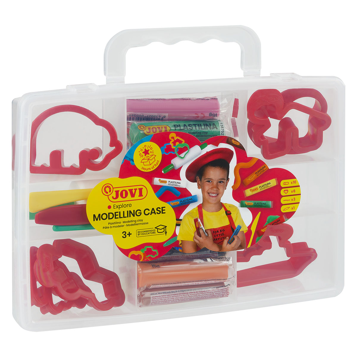 Пластилин растительный JOVI, 8 цветов, 25г, растительный, формочки, стеки, скалка, в чемодане - фото 1