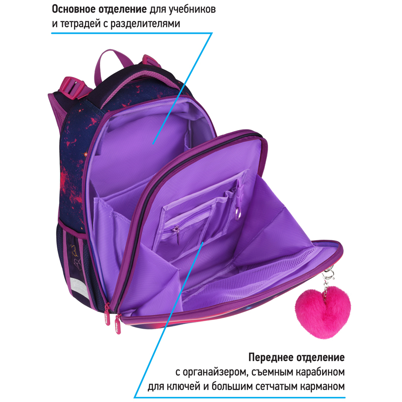 Ранец Berlingo Expert Max "Magic butterfly" 37*28*16см, 2 отделения, анатомическая спинка, дождевик в комплекте - фото 8