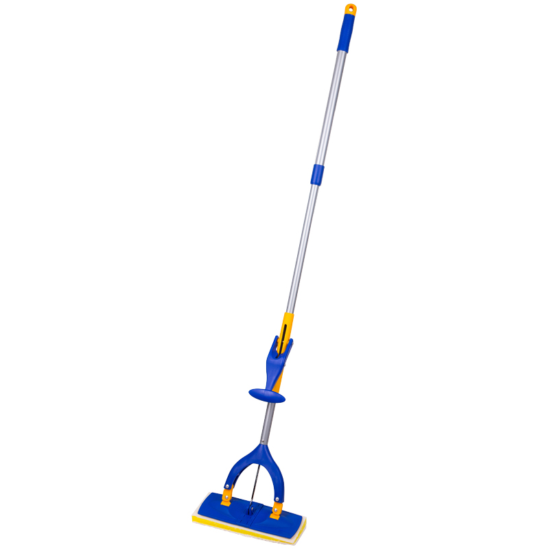 Швабра-бабочка складыв. OfficeClean Professional мет. телеск. ручка, насадка микрофибра/спонж, 26см - фото 1