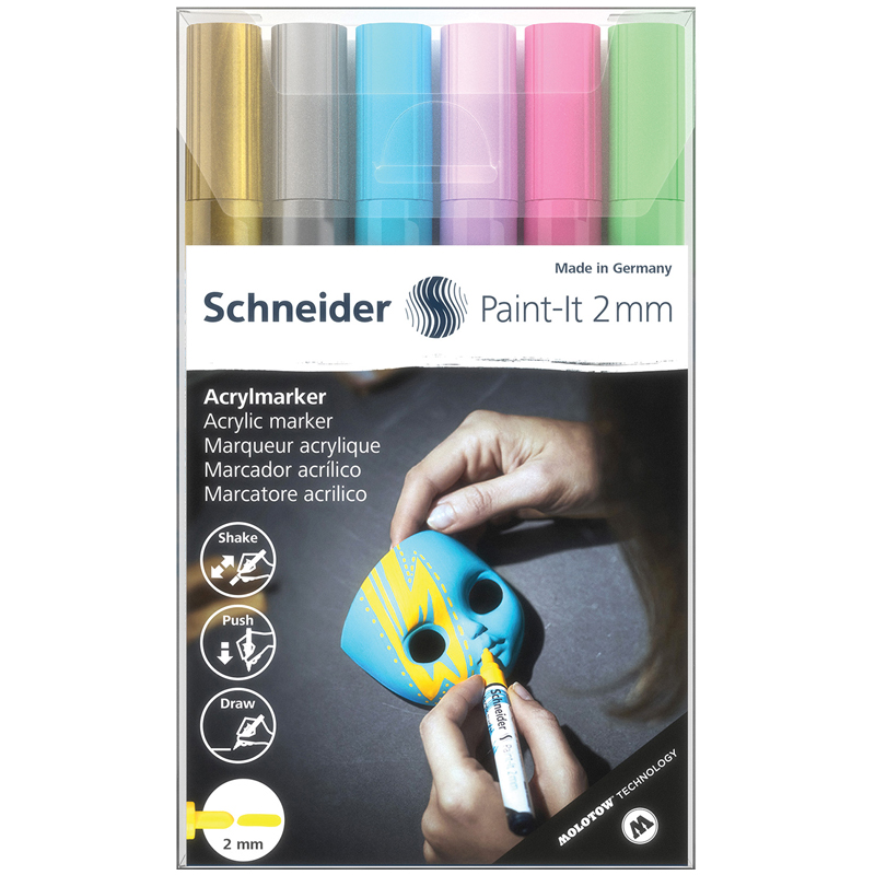 Набор маркеров акриловых Schneider "Paint-it 310", 2мм, ассорти, 6шт. - фото 1